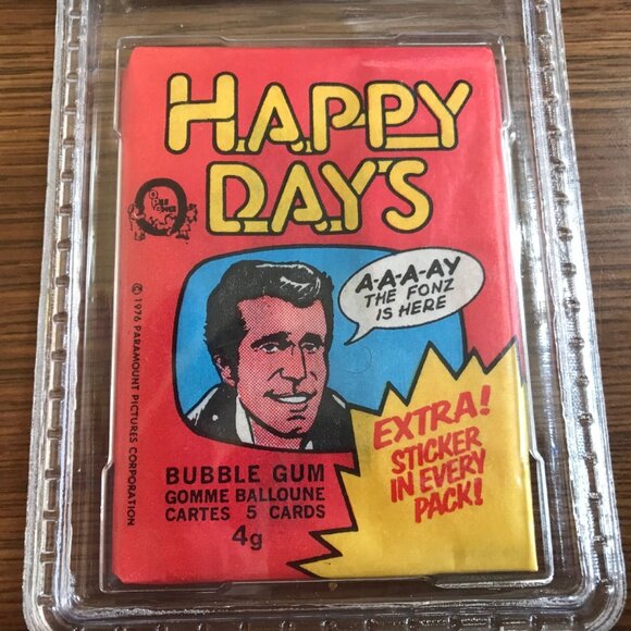 1976 Happy Days Fonz TV Show Cards Unopened Wax Pack O-Pee-Chee GAI 9.5 Gem Mint - Picture 6 of 8